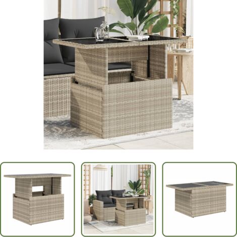 Tavolo da esterno - Tavolo Giardino Piano Vetro Grigio Chiaro 100x55x73 Polyrattan