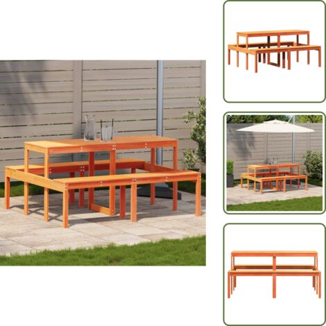 Tavolo da esterno - vidaXL Tavolo da Picnic Marrone Cera 160x134x75 cm Legno Massello Pino - Tavolo in pino