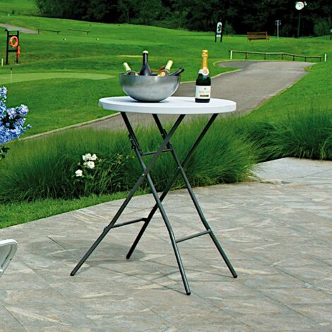 tavolo da esternorotondo alto solaria "catering" in polietilene bianco 80x80x110 cm