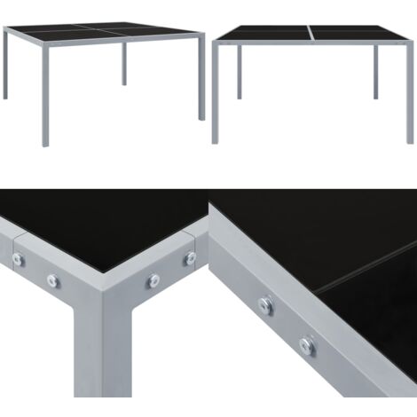 Tavolo da Giardino 130x130x72 cm Grigio in Acciaio e Vetro - Tavolo esterno - Tavolo in acciaio