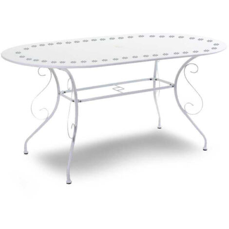 Tavolo da Giardino 160x90xh72 cm in Metallo New Old Bianco