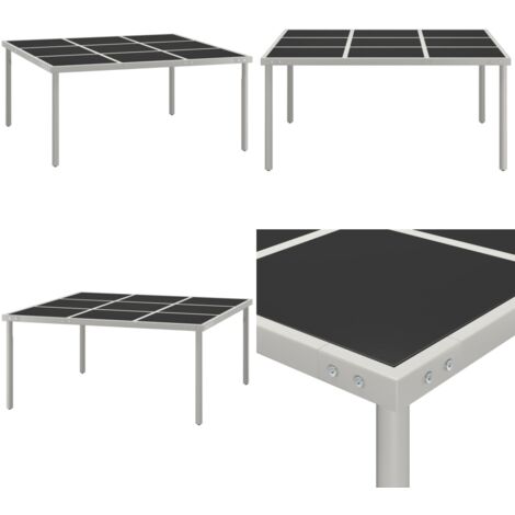 Tavolo da Giardino 170x170x74,5 cm in Vetro e Acciaio - Tavolo da pranzo esterno - Tavolo in vetro e acciaio