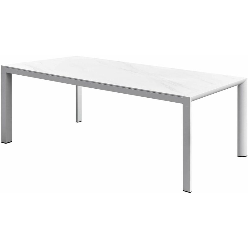 Tavolo da Giardino 90x190x75 cm in Alluminio Bianco