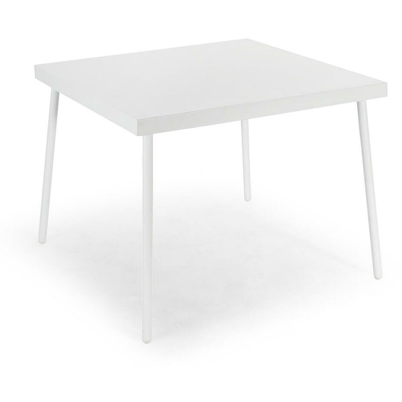 Kraus - Tavolo da Giardino 90x90x71 cm in Acciaio Giotto Bianco