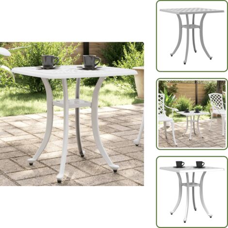 Tavolo da giardino alluminio pressofuso - vidaXL Tavolo da Giardino Bianco 53x53x53 cm in Alluminio Pressofuso -