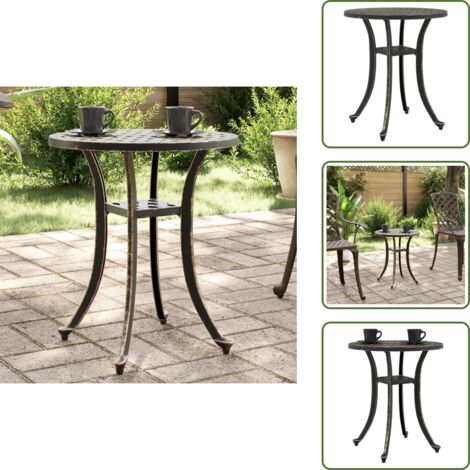 Tavolo da giardino alluminio pressofuso - vidaXL Tavolo da Giardino Bronzo Ø48x53 cm in Alluminio Pressofuso - Tavolo da giardino stabile