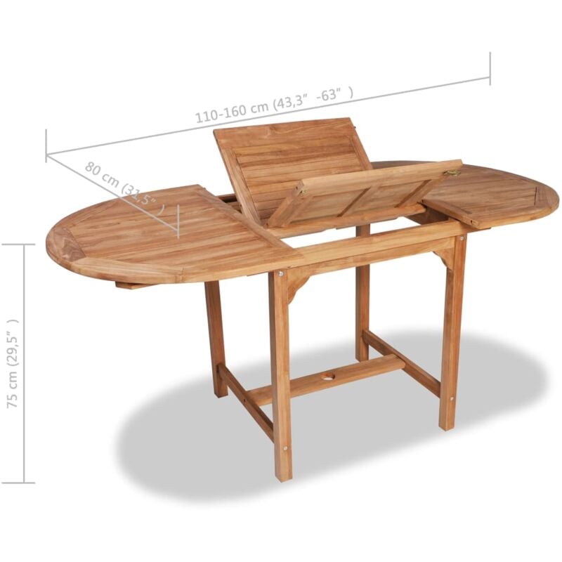 vidaXL Legno Massello di Teak Tavolo da Bar Pieghevole Casa e Giardino Tavola