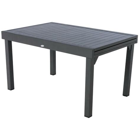 Tavolo da giardino allungabile a 10 posti piazza graphite in alluminio epossidico - alluminio, dimensioni l. 135 270 x p. 90 x h. 75 cm - Hespéride - Grafite