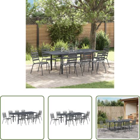 Tavolo da giardino allungabile -  Set da Pranzo per Giardino 9 pcs Antracite