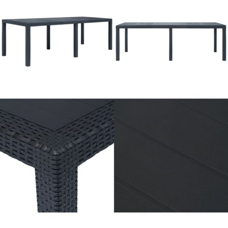 Tavolo da Giardino Antracite 220x90x72 cm Plastica Stile Rattan - Tavolo da pranzo esterno - Tavolo da giardino antracite