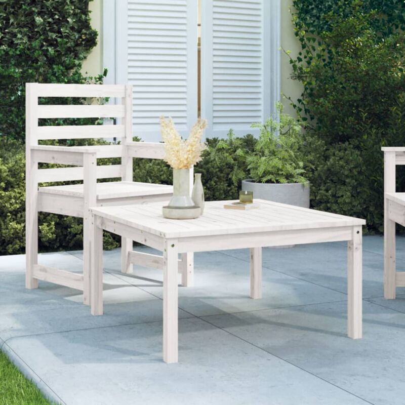 Tavolo da Giardino, Tavolo da Balcone Bianco 82,5x82,5x45cm Legno Massello di Pino vidaXL 2607