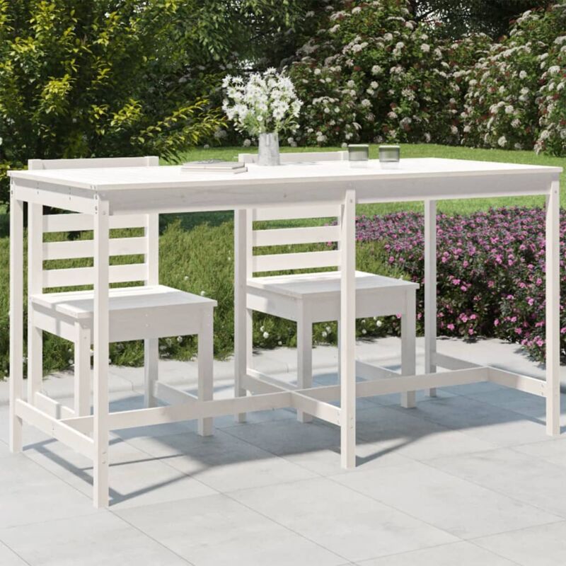 Tavolo da Giardino, Tavolo da Balcone Bianco 203,5x90x110cm Legno Massello di Pino vidaXL 9049