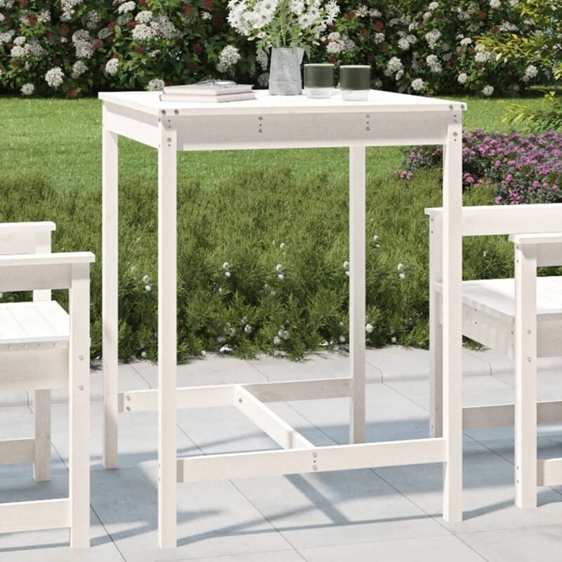 Tavolo da Giardino, Tavolo da Balcone Bianco 82,5x82,5x110cm Legno Massello Pino vidaXL 5618