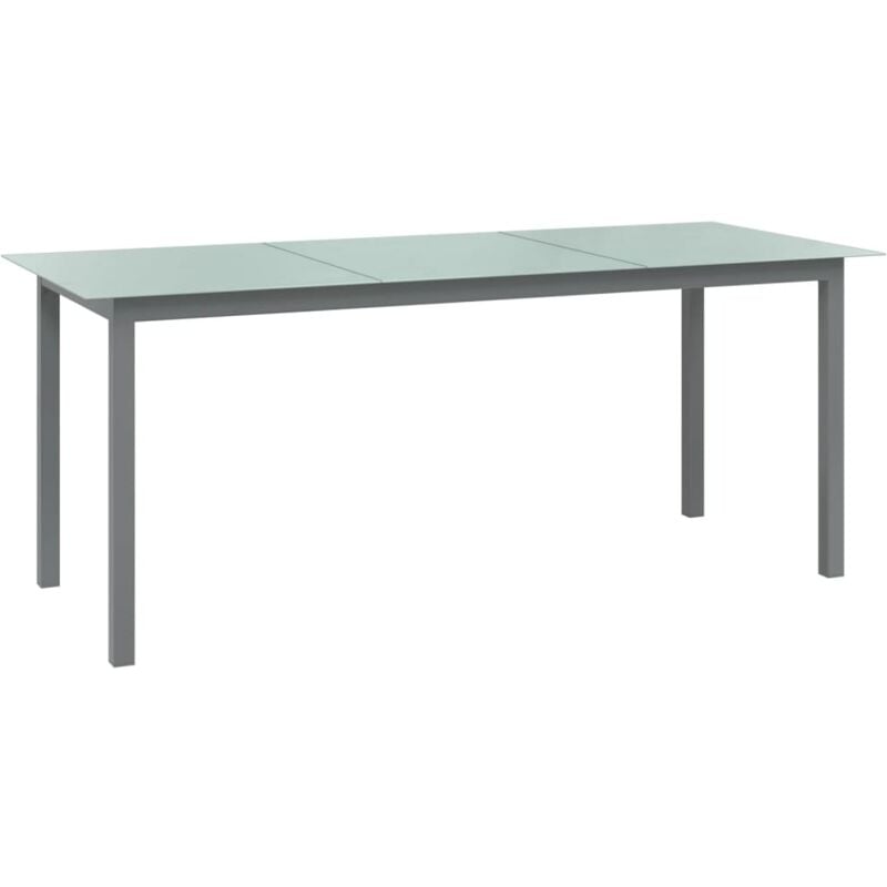 Jinlefu - Tavolo da Giardino, Tavolo da Balcone Grigio Chiaro 190x90x74cm Alluminio e Vetro vidaXL 3101