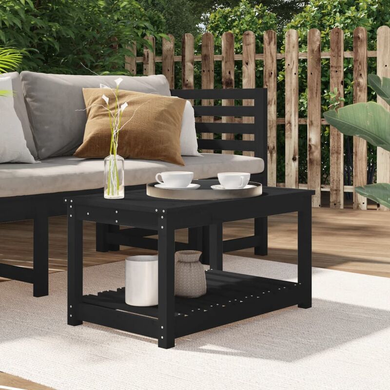 Maison du'Monde - Tavolo da Giardino Nero 82,5x50,5x45 cm Legno - Zwart