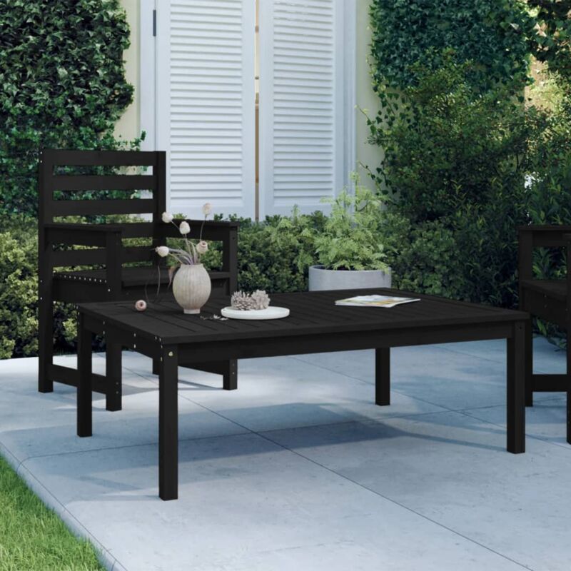 Maison du'Monde - Tavolo da Giardino Nero 121x82,5x45 cm Legno - Zwart