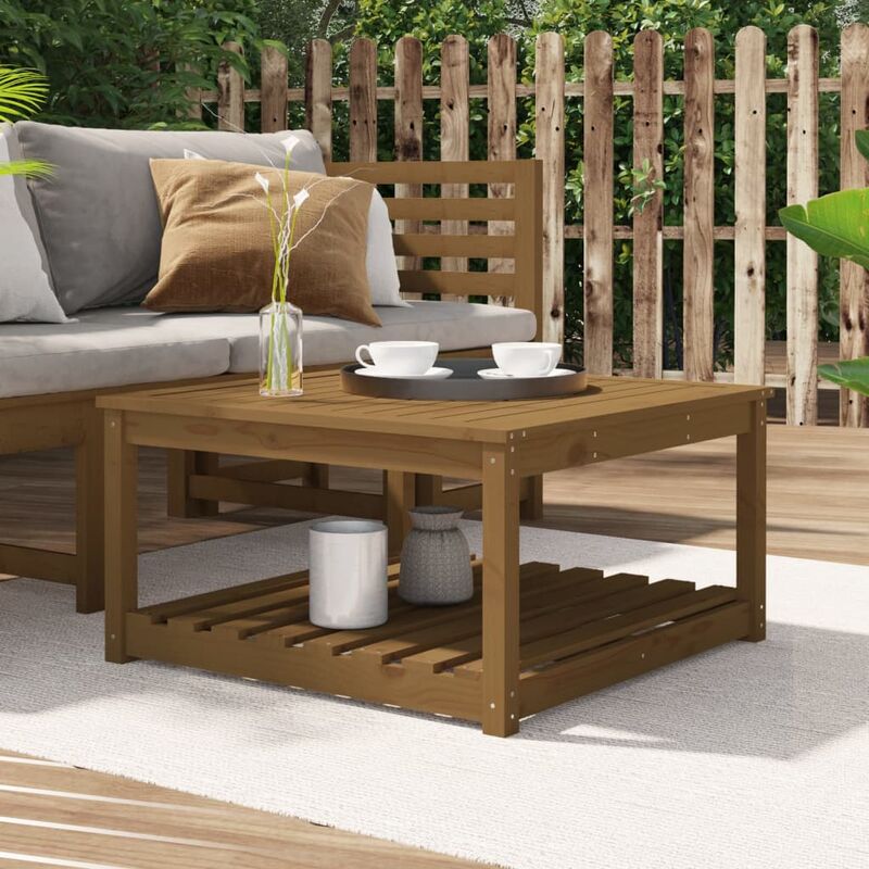 Maison du'Monde - Tavolo da Giardino Miele 82,5x82,5x45 cm Legno - Bruin