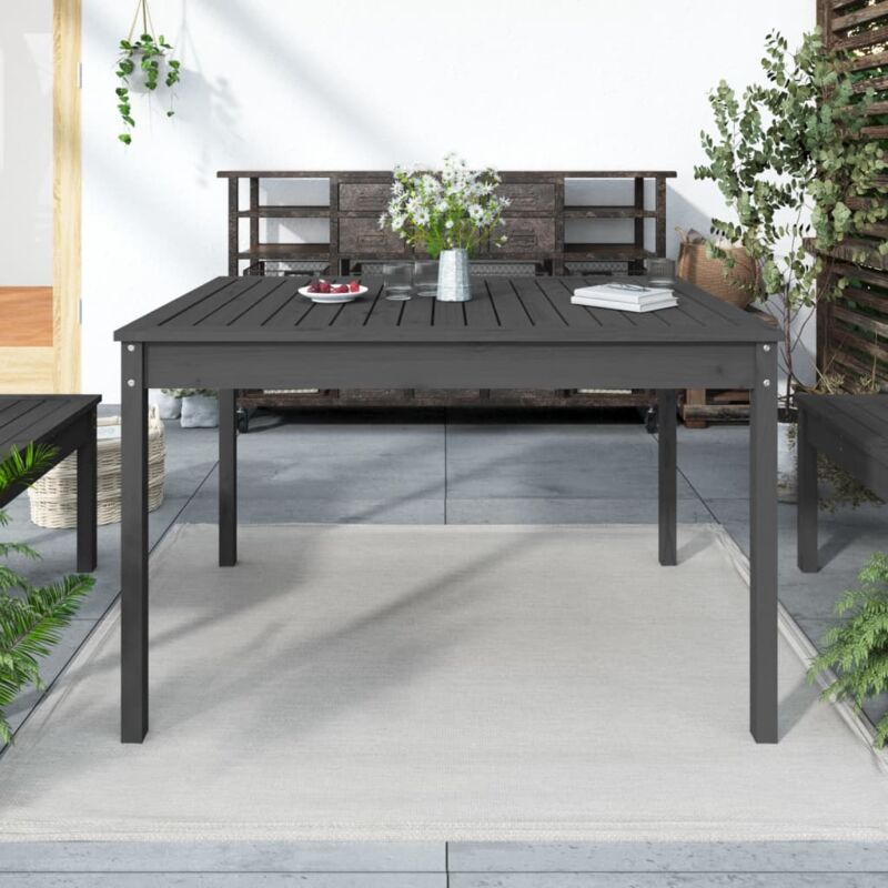 Jinlefu - Maison du'Monde - Tavolo da Giardino Grigio 121x82,5x76 cm Legno - Grijs