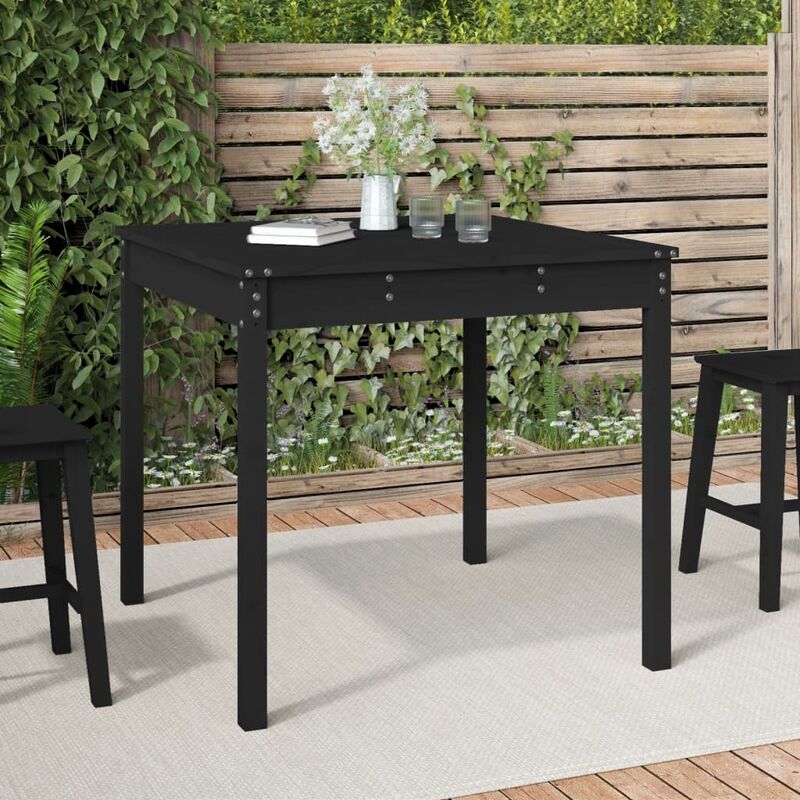 Maison du'Monde - Tavolo da Giardino Nero 82,5x82,5x76 cm Legno - Zwart