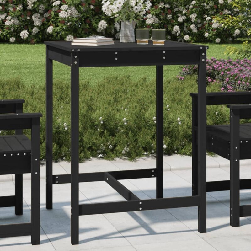 VidaXL Tavolo da Giardino Nero 82,5x82,5x110cm Legno Massello di Pino