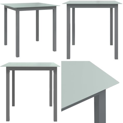 Tavolo da Giardino Antracite 80x80x74 cm in Alluminio e Vetro - Tavolo in alluminio - Tavolo in vetro