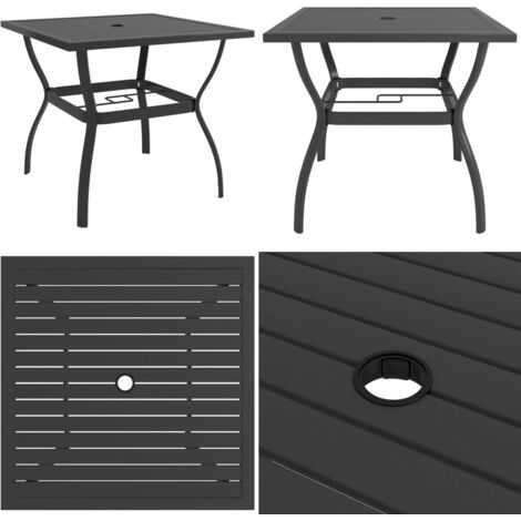 Tavolo da Giardino Antracite 81,5x81,5x72 cm in Acciaio - Tavolo da giardino antracite - Tavolo da giardino con foro