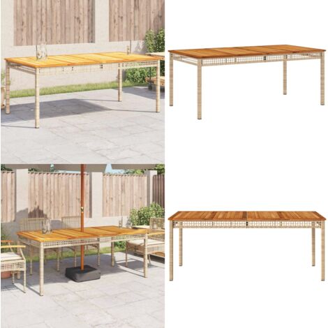 Tavolo da Giardino Beige 180x90x75 cm Polyrattan e Legno Acacia - Tavolo da esterno - Tavolo in legno acacia