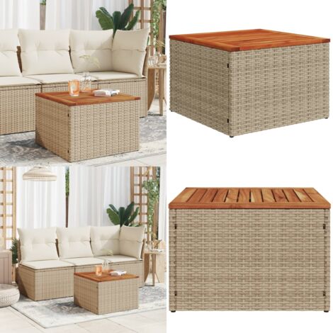 Tavolo da Giardino Beige 55x55x37 cm Polyrattan e Legno Acacia - Tavolo da esterno - Tavolo in legno acacia
