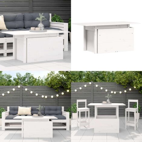 Tavolo da Giardino Bianco 100x50x75cm in Legno Massello di Pino - Tavolo da esterno - Tavolo in legno
