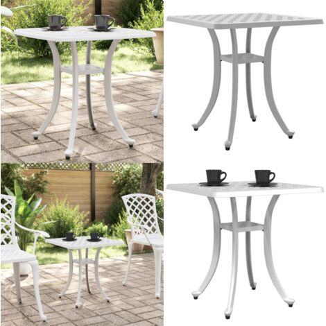 Tavolo da Giardino Bianco 53x53x53 cm in Alluminio Pressofuso - Tavolo da giardino bianco - Tavolo da giardino pressofuso