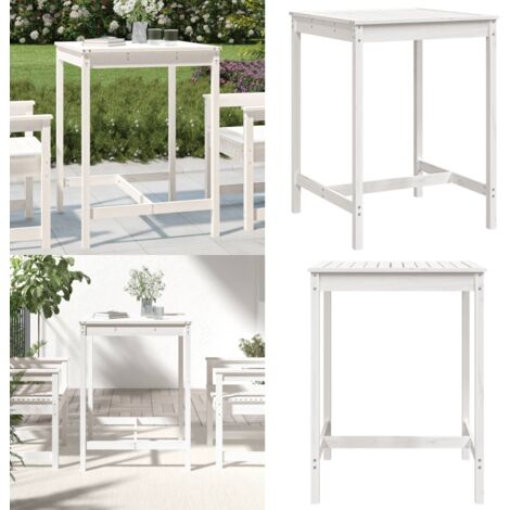 Tavolo da Giardino Bianco 82,5x82,5x110cm Legno Massello Pino - Tavolo da patio - Tavolo in legno massello