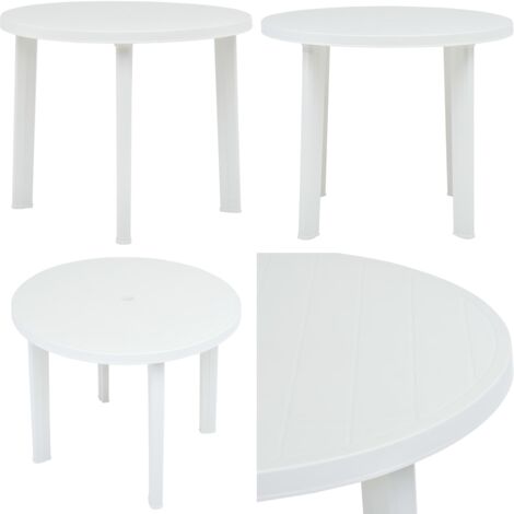 Tavolo da Giardino Bianco 89 cm in Plastica - Tavolo da patio - Tavolo da veranda