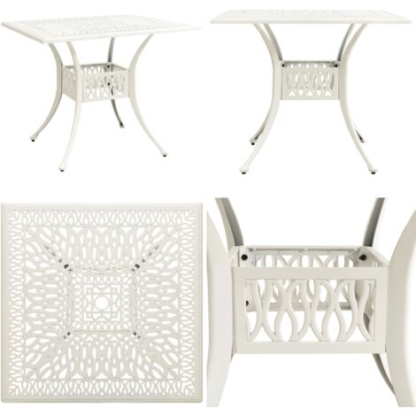 Tavolo da Giardino Bianco 90x90x73 cm in Alluminio Pressofuso - Tavolo da tè - Alluminio pressofuso