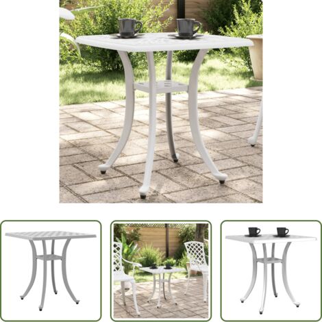 Tavolo da giardino bianco - Tavolo da Giardino Bianco 53x53x53 cm in Alluminio Pressofuso