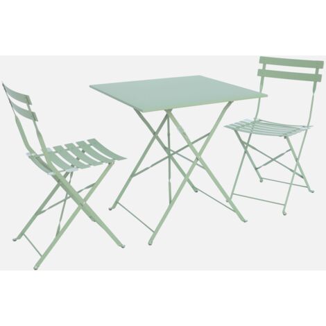 SWEEEK Tavolo da giardino bistrot pieghevole in metallo con 2 sedie, 70x70cm