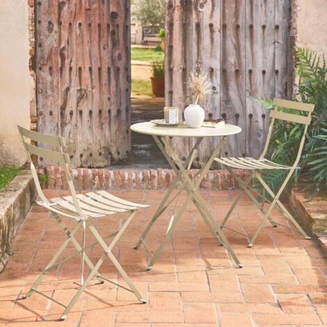 SWEEEK Tavolo da giardino bistrot pieghevole in metallo con 2 sedie, 60x70cm