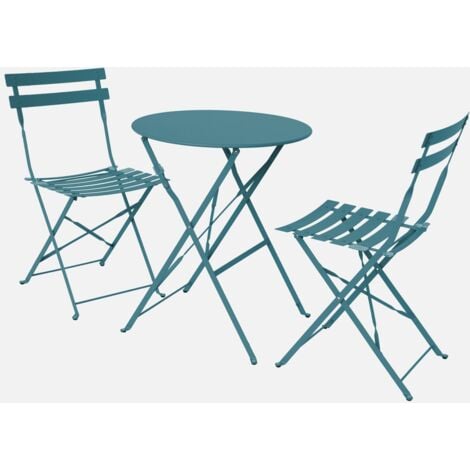 Tavolo da giardino bistrot pieghevole in metallo con 2 sedie