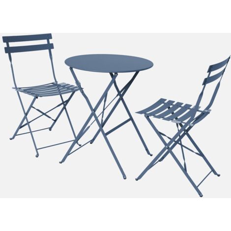 Tavolo da giardino bistrot pieghevole in metallo con 2 sedie