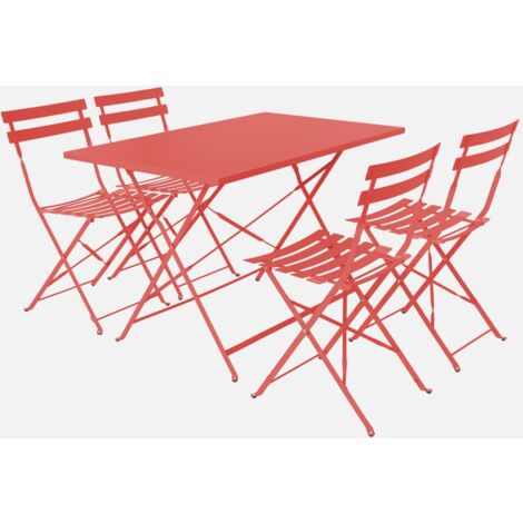 Tavolo da giardino bistrot pieghevole in metallo con 4 sedie, 110x70cm