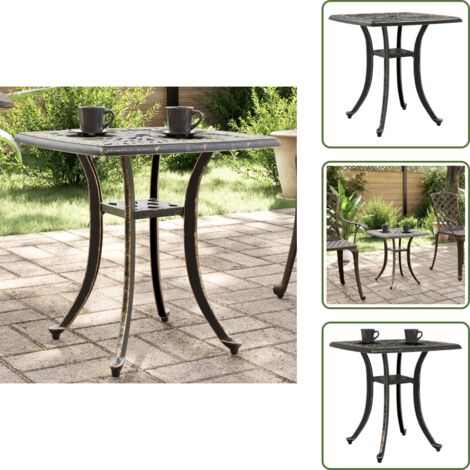 Tavolo da giardino bronzo - vidaXL Tavolo da Giardino Bronzo 53x53x53 cm in Alluminio Pressofuso - Tavolo da giardino con ombrellone