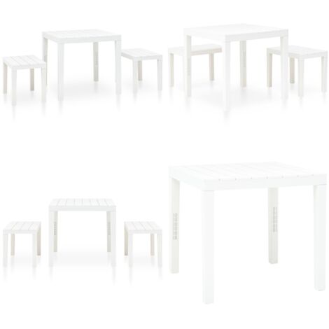 Tavolo da Giardino con 2 Panche in Plastica Bianco - Panchine da giardino - Tavolo da giardino con panchine