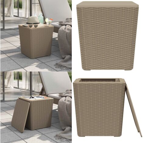 Tavolo da Giardino con Coperchio Polipropilene Marrone Chiaro - Tavolo da balcone - Tavolo in polipropilene