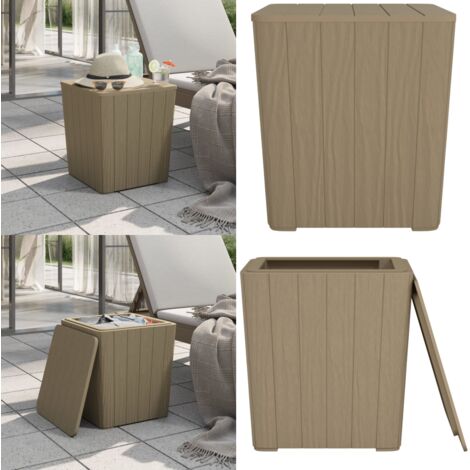 Tavolo da Giardino con Coperchio Polipropilene Marrone Chiaro - Tavolo da balcone - Tavolo in polipropilene