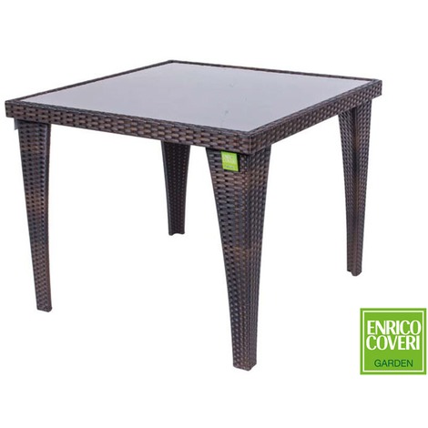 Tavolo Da Giardino Enrico Coveri Woshed Poly Rattan Da Esterni Marrone 90x90x72 Cm