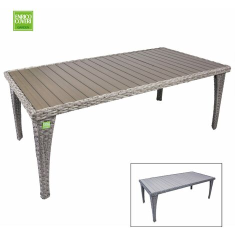 Tavolo da Giardino Esterno Struttura Acciaio Polyrattan Imperial Enrico Coveri - Dimensione: 90 x 140 cm - Colore principale: Whisher (marrone chiaro)