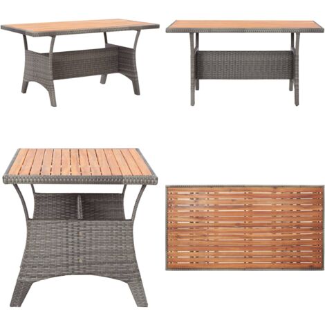 Tavolo da Giardino Grigio 120x70x66 cm Legno Massello di Acacia - Tavolo da pranzo all'aperto - Tavolo in rattan