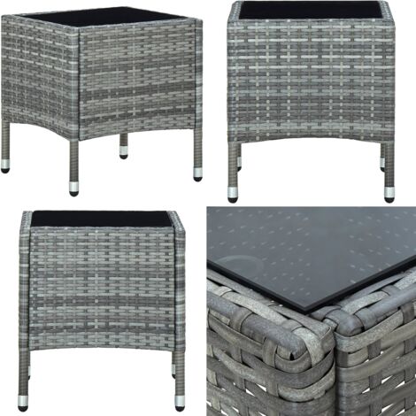 Tavolo da Giardino Grigio 40x40x45 cm in Polyrattan - Tavolo da patio - Tavolo in rattan
