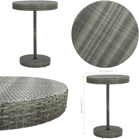 Tavolo da Giardino Grigio 75,5x106 cm in Polyrattan - Tavolo in rattan - Tavolo esterno