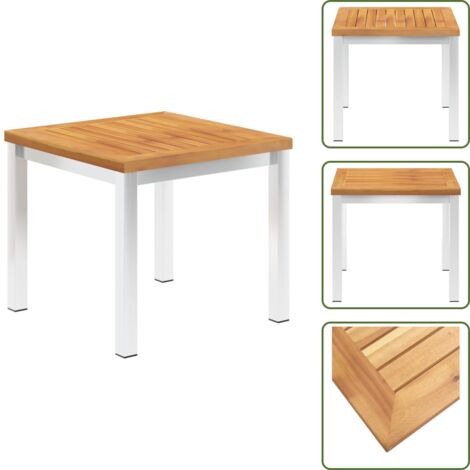 Tavolo da giardino in acciaio inox - vidaXL Tavolino da Giardino 45x45x38cm in Legno Acacia e Acciaio Inox -