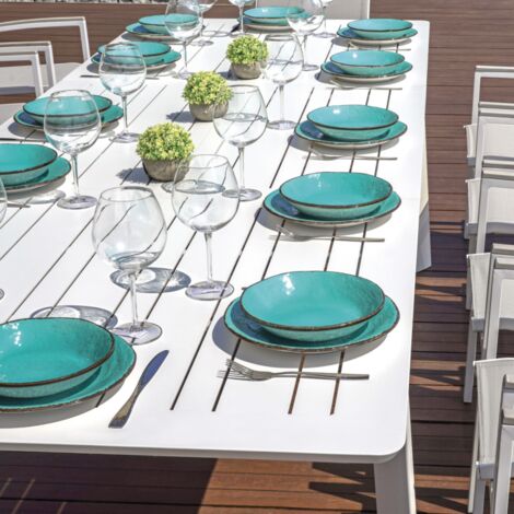Tavolo da Giardino in Alluminio Allungabile da 1,6 a 2,4 Metri Colore Bianco
